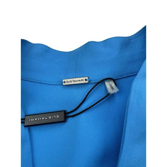 Elie Tahari Silk V-Neck Relaxed Fit Blouse Blue Size S - Picture 4 of 7